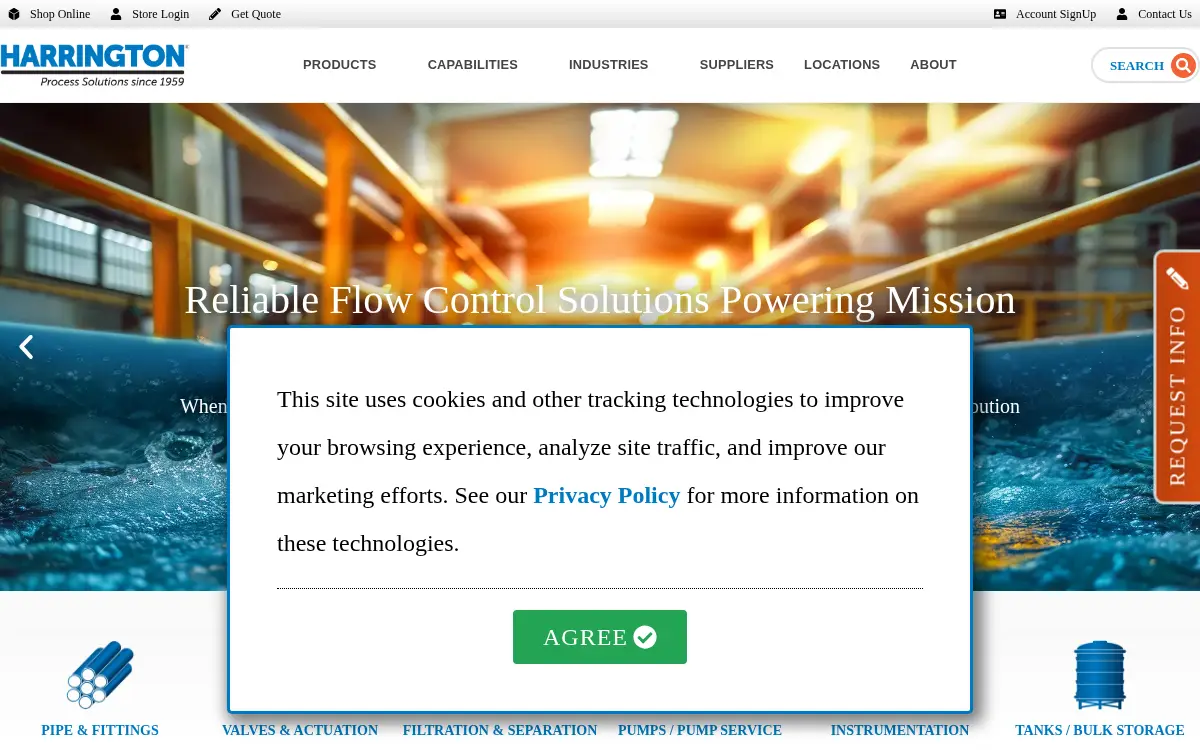 Homepage of Harrington Industrial Plastics LLC