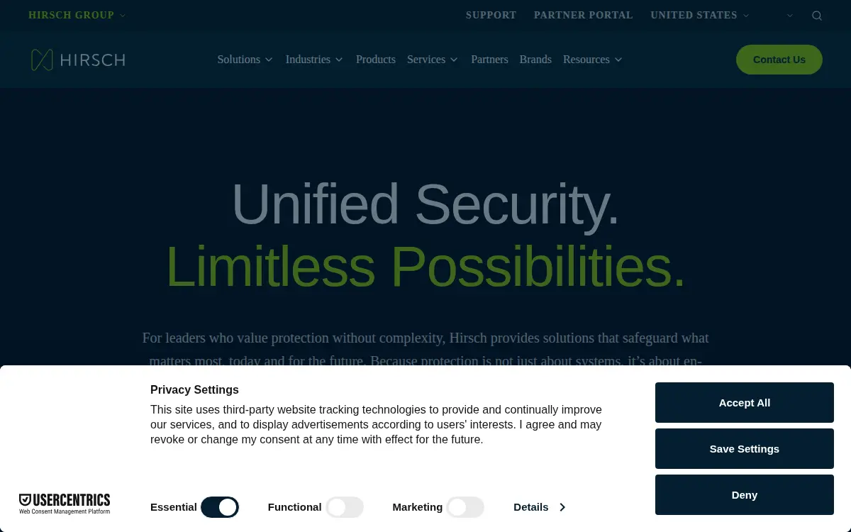 Homepage of Hirsch Secure INC.