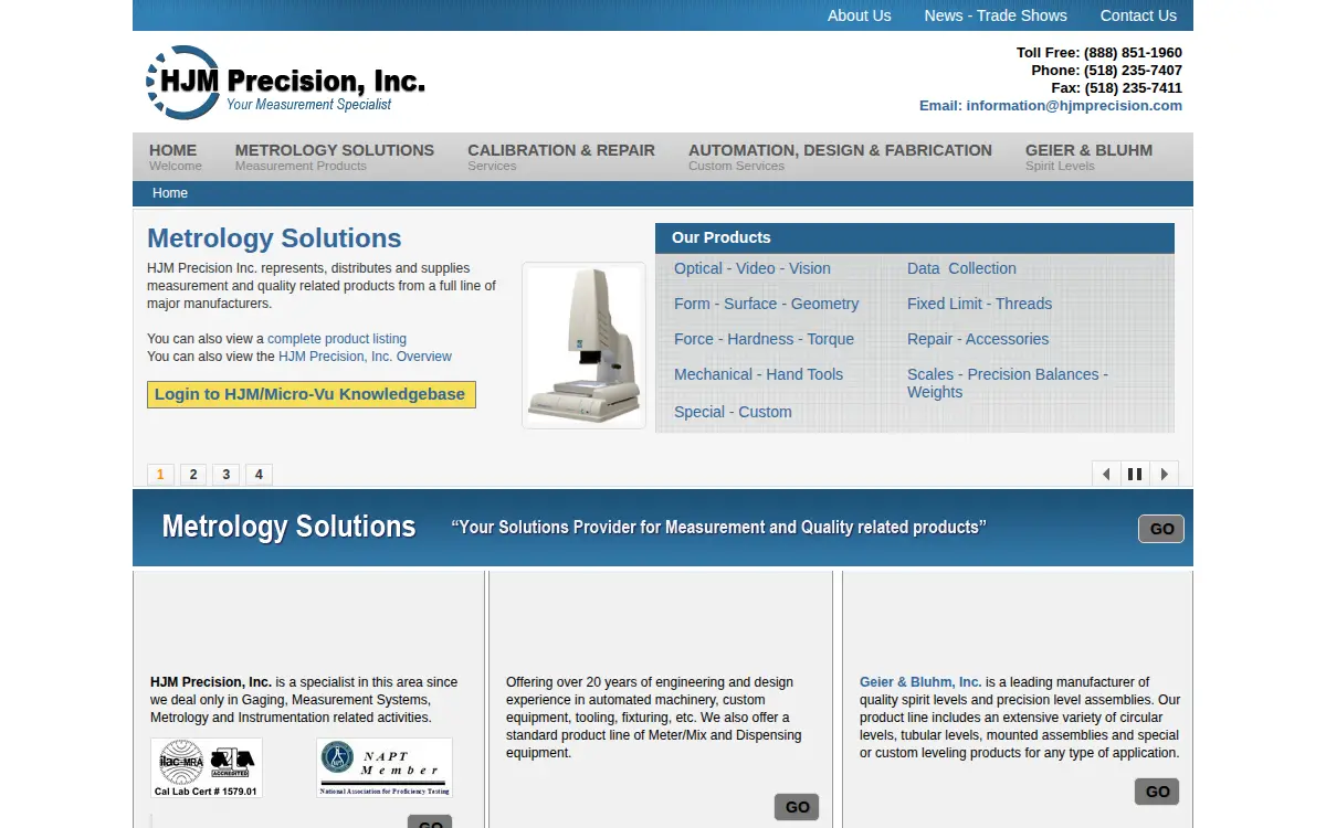 Homepage of Hjm Precision, INC