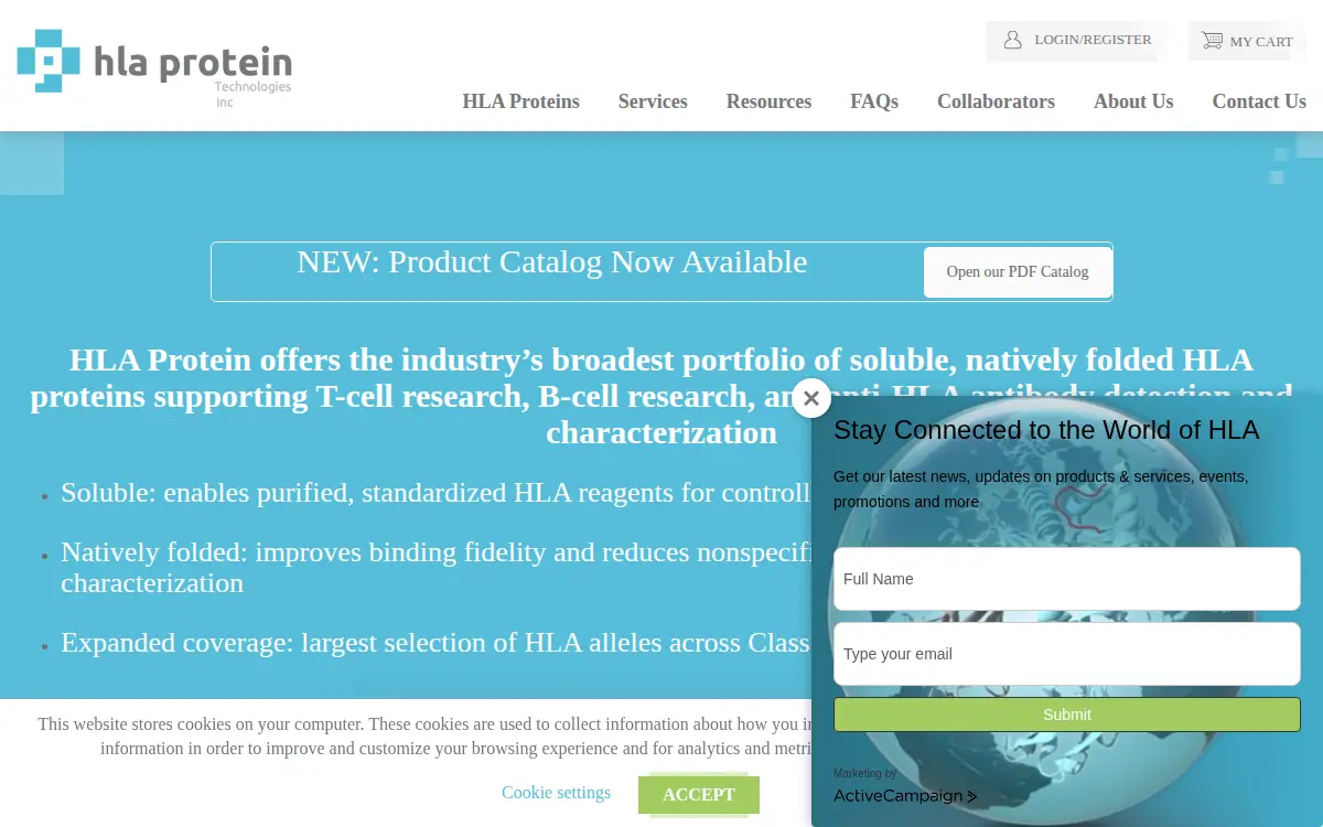 Homepage of Hla Protein Technologies INC