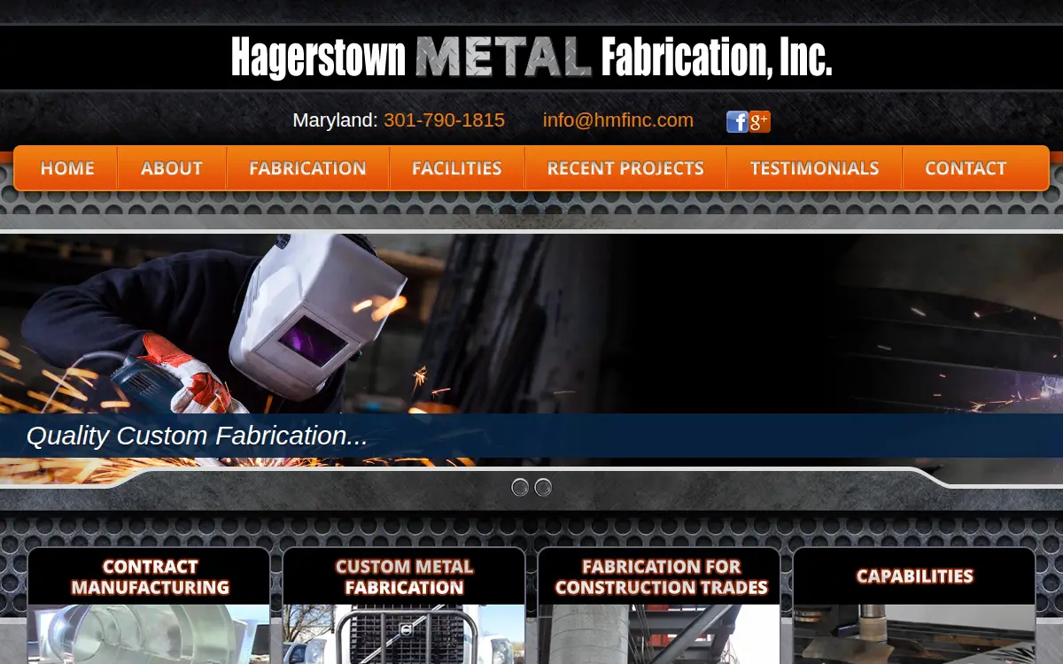 Homepage of Hagerstown Metal Fabrication, INC.