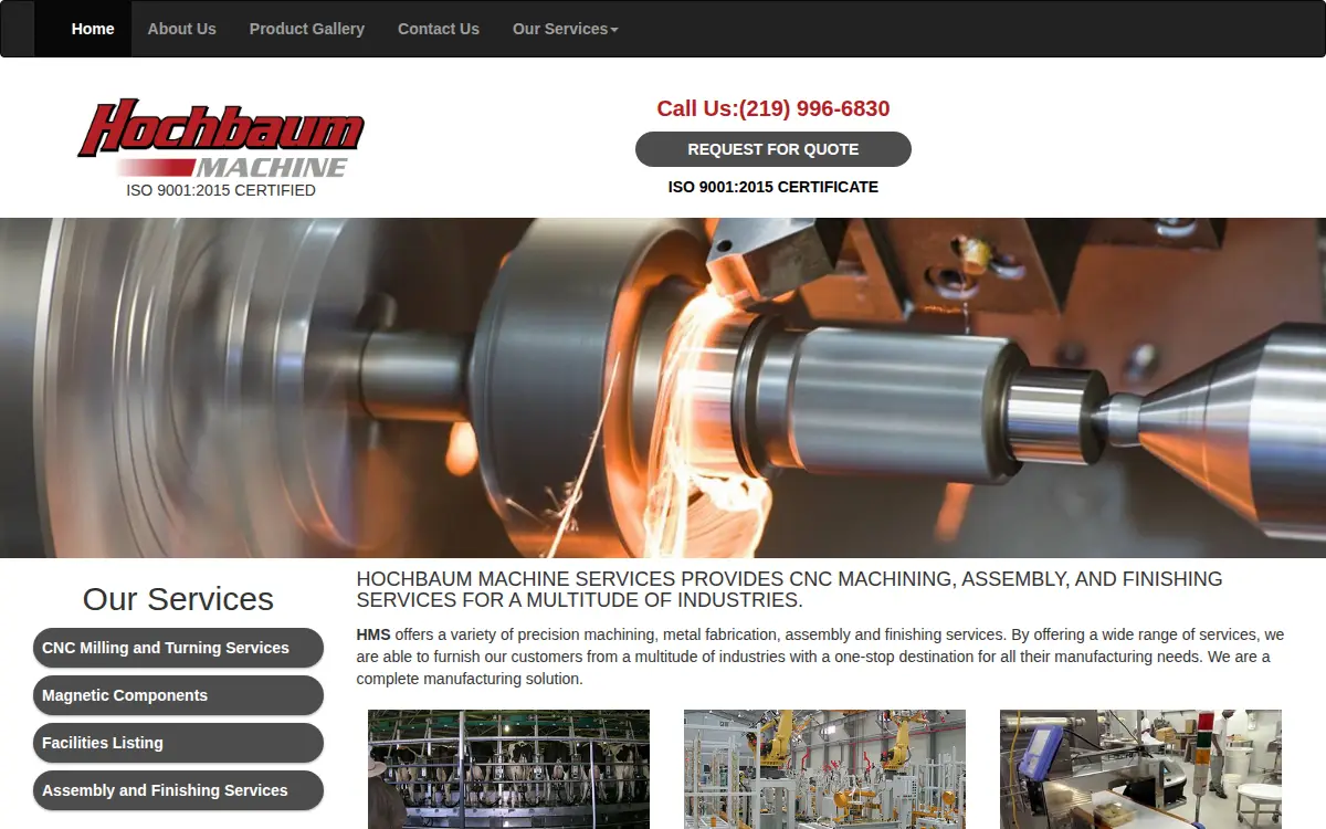 Homepage of Hochbaum Machine Services, INC.