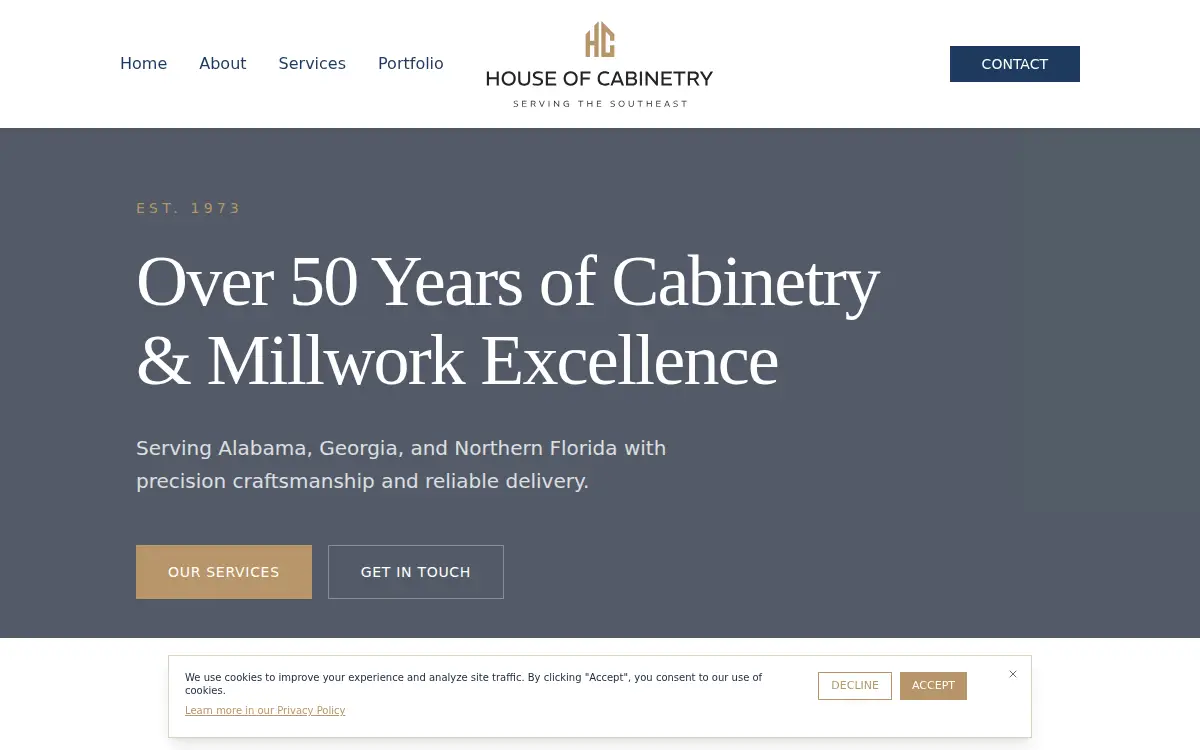 Homepage of House of Cabinetry INC