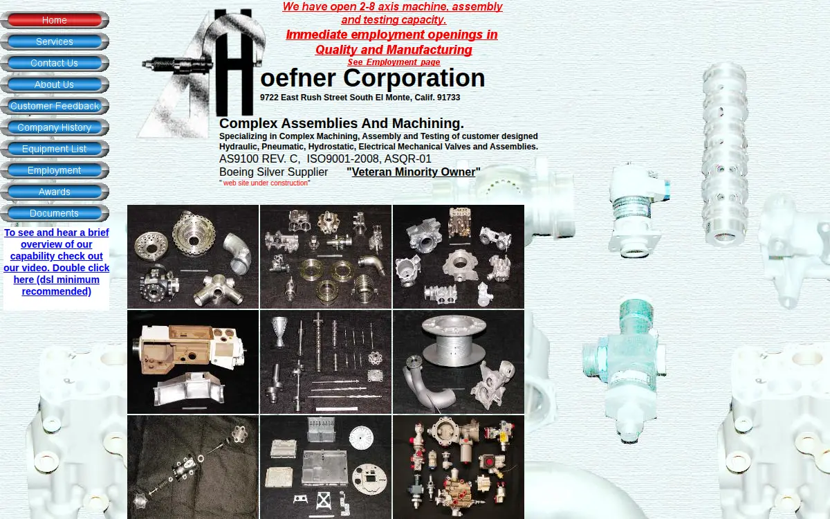 Homepage of Hoefner Corporation