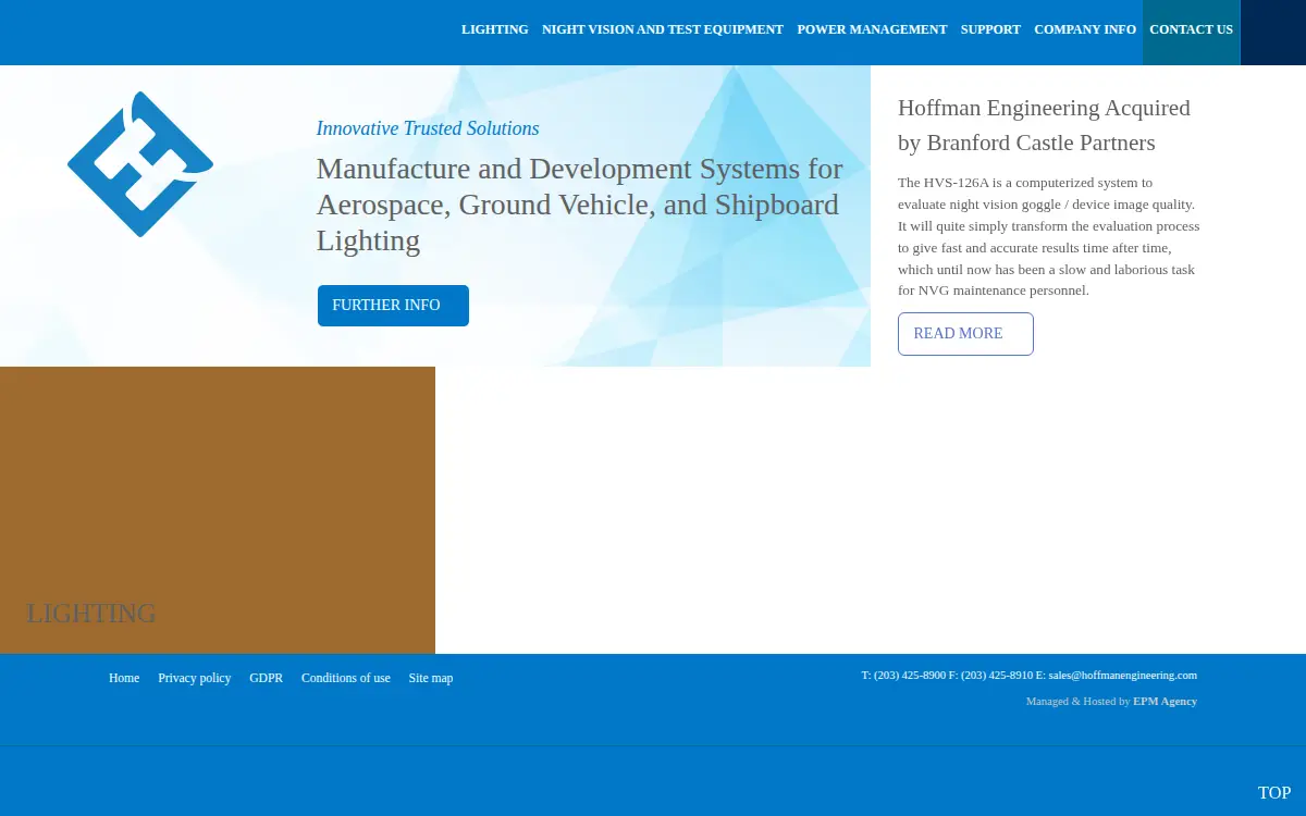Homepage of Hoffman Engineering, LLC