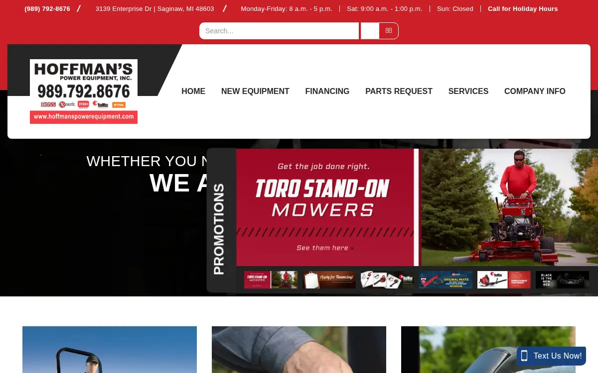 Homepage of Hoffman's Power Equipment INC.