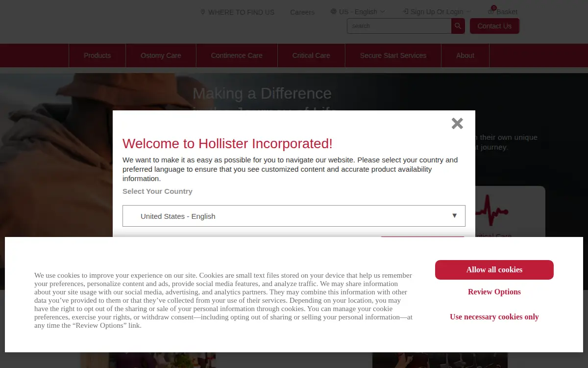 Homepage of Hollister INC