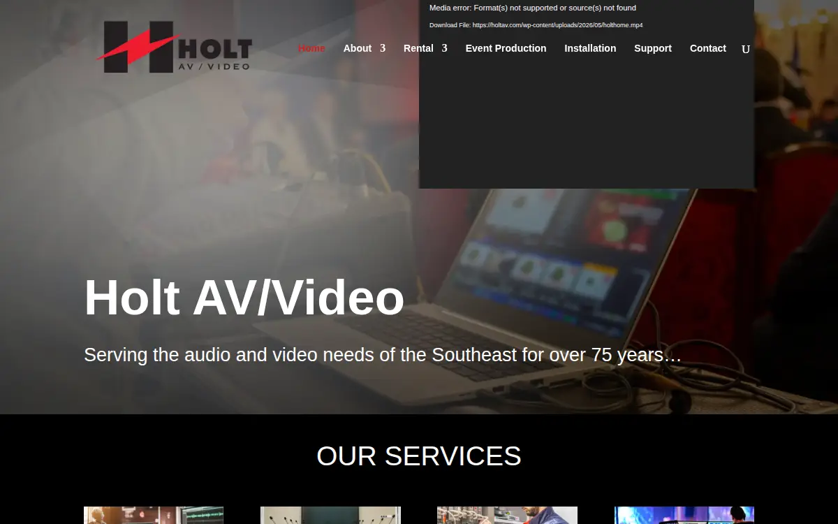 Homepage of Holt Audio Visual & Video, INC.