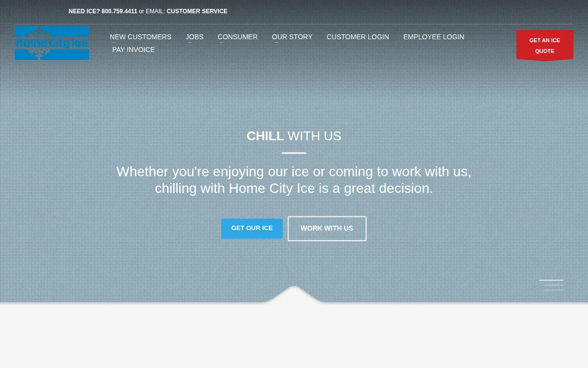 Homepage of The Home City Ice Company