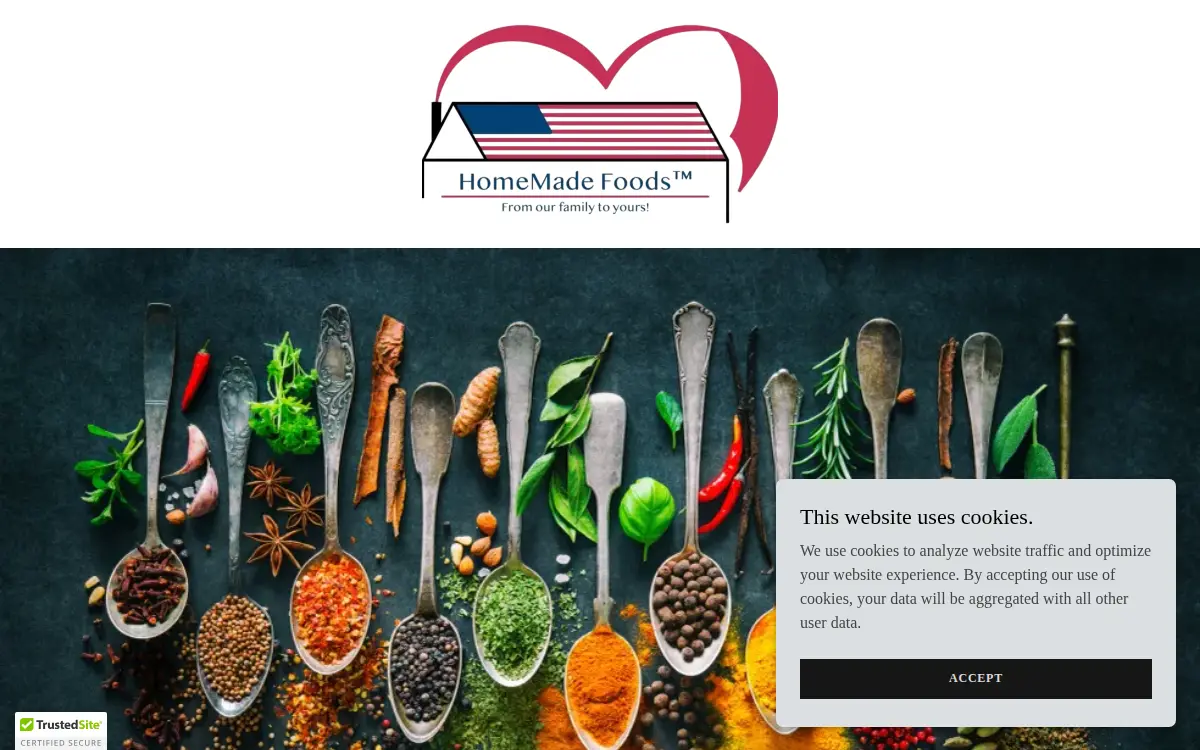 Homepage of Homemade Foods LLC