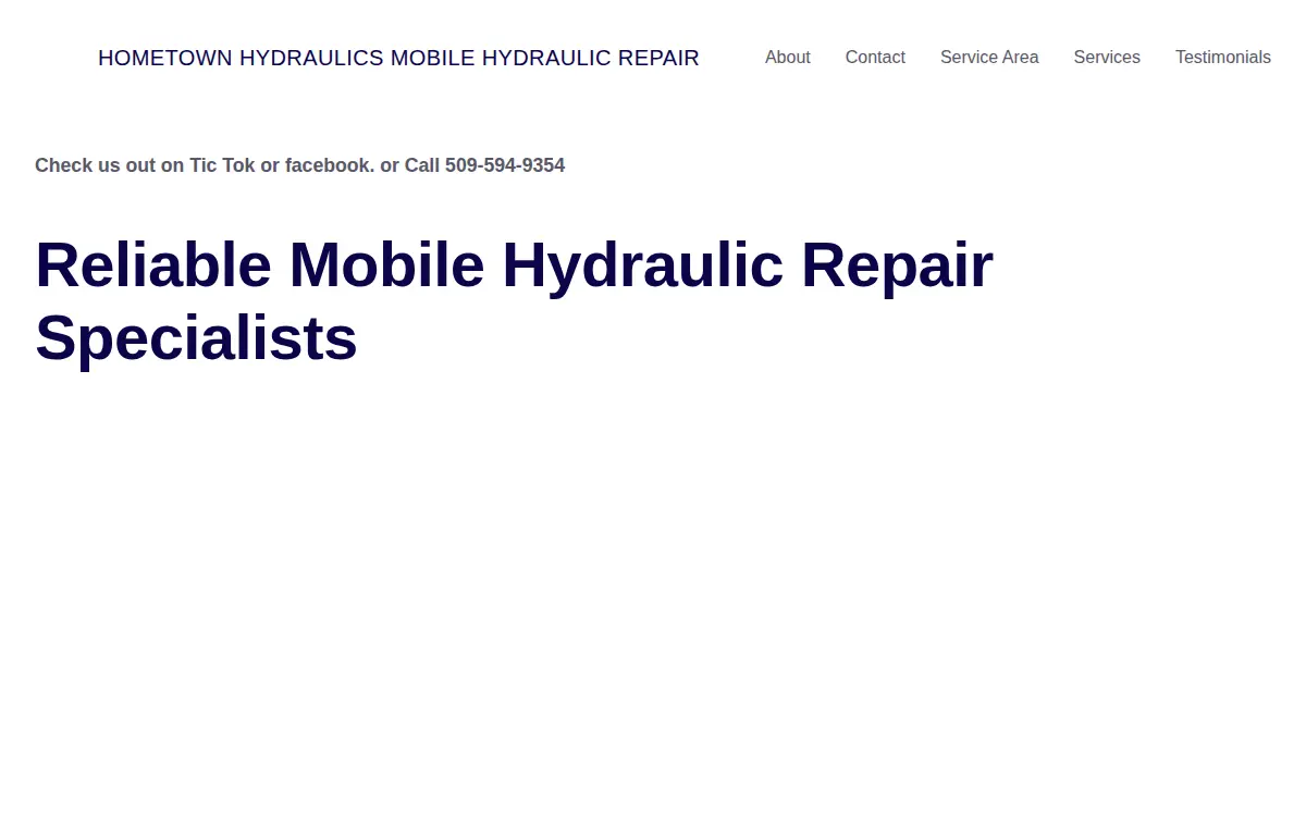 Homepage of Hometown Hydraulics LLC