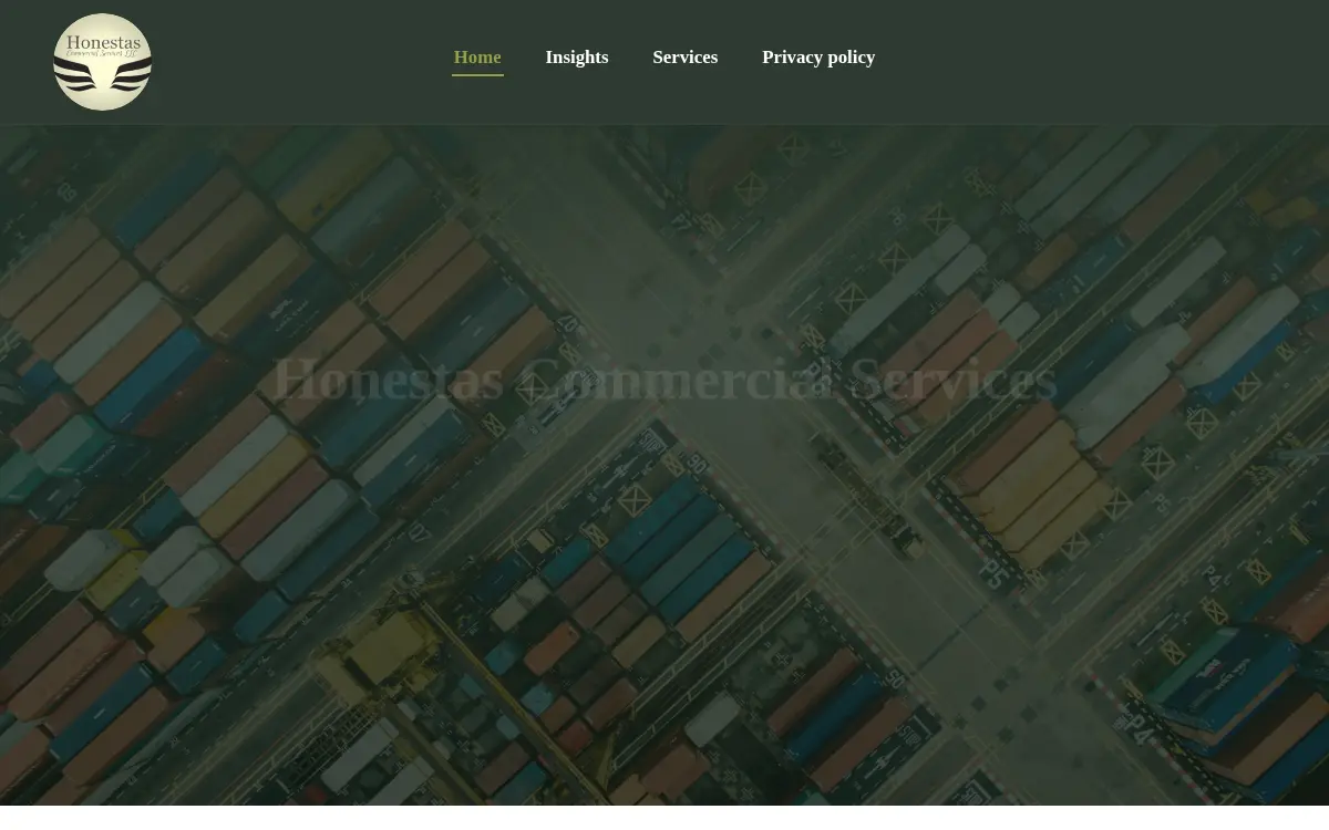 Homepage of Honestas Commercial Services LLC