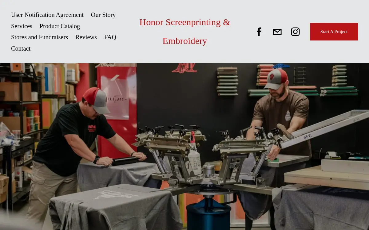 Homepage of Honor Screenprinting & Embroidery LLC