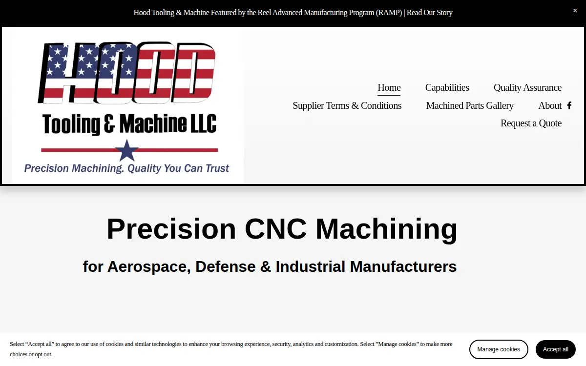 Homepage of Hood Tooling & Machine LLC