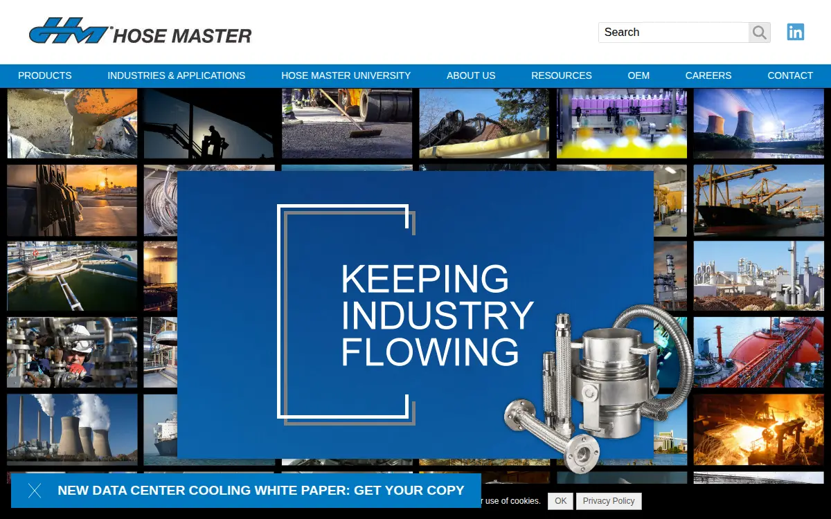Homepage of Hose Master, LLC