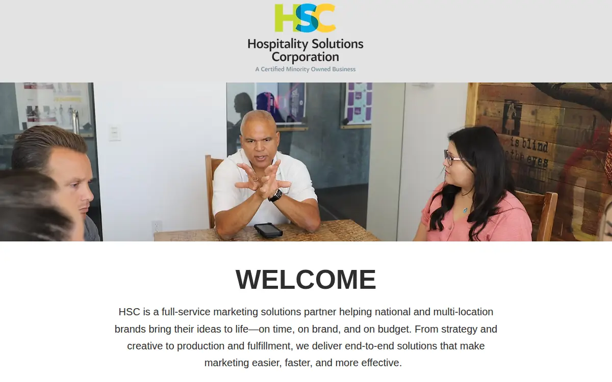 Homepage of Hospitality Solutions, LLC