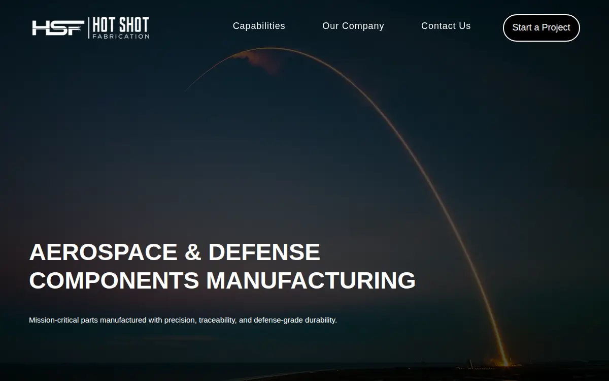 Homepage of Hot Shot Fabrication LLC