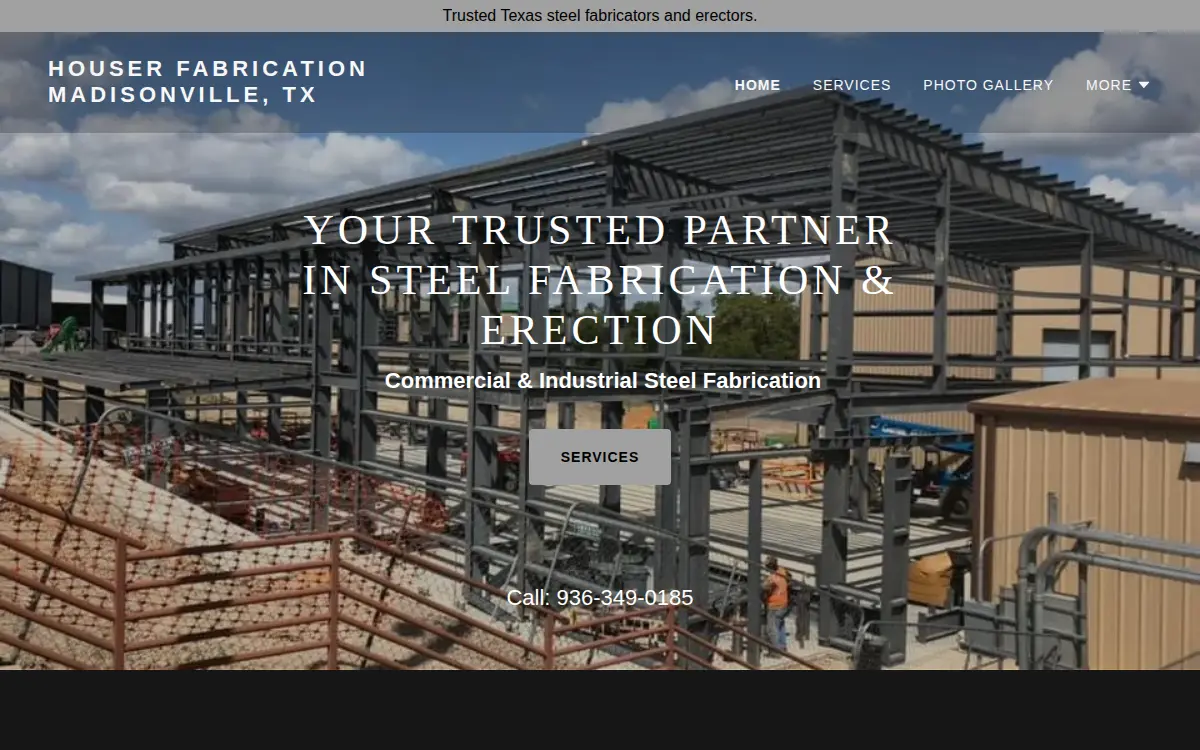 Homepage of Houser Fabrication LLC
