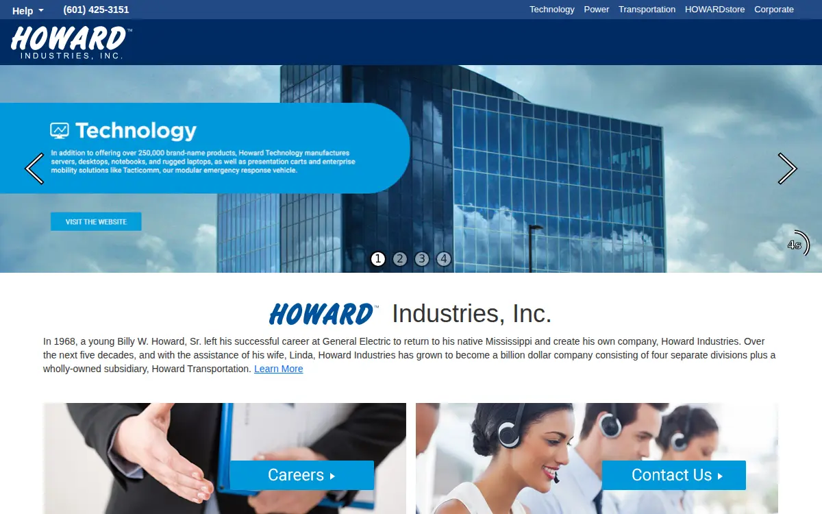 Homepage of Howard Industries, INC.