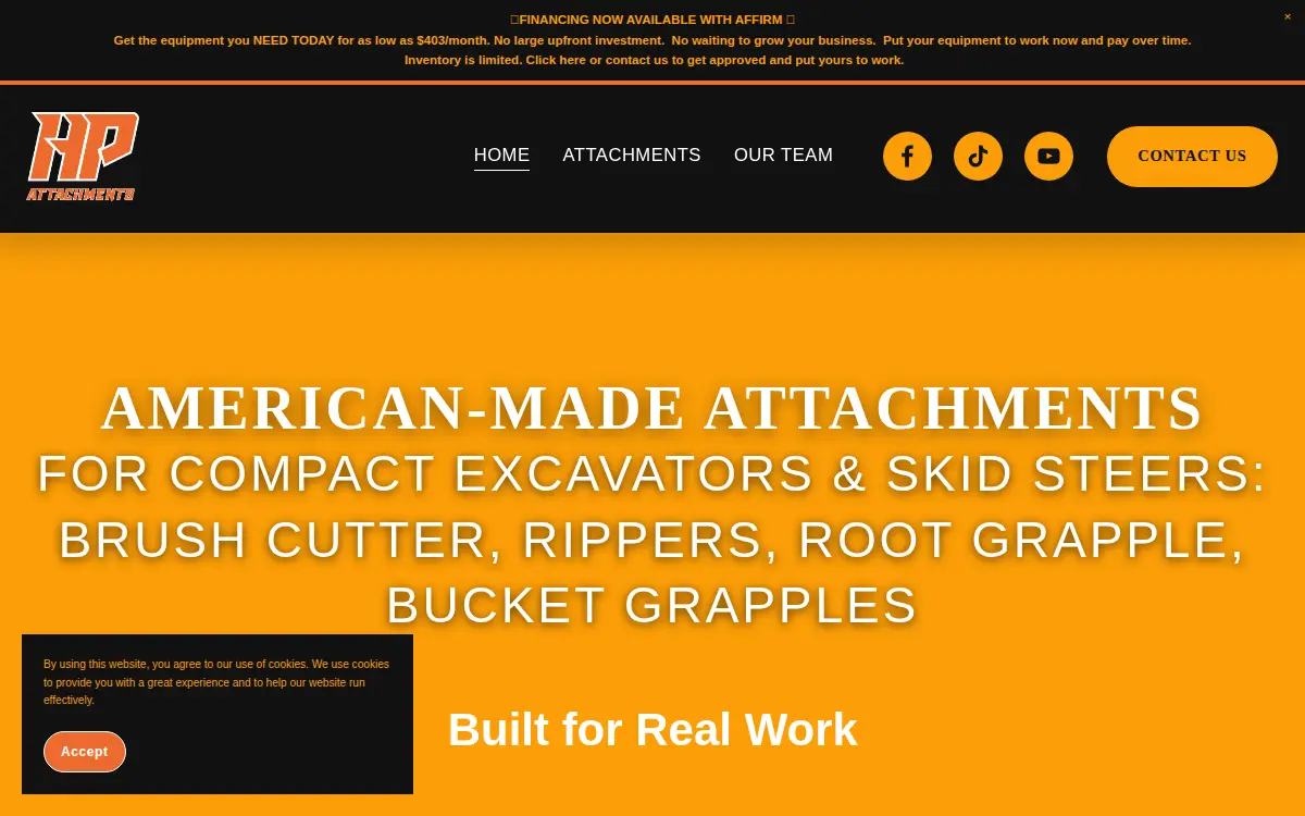 Homepage of Hp Attachments LLC