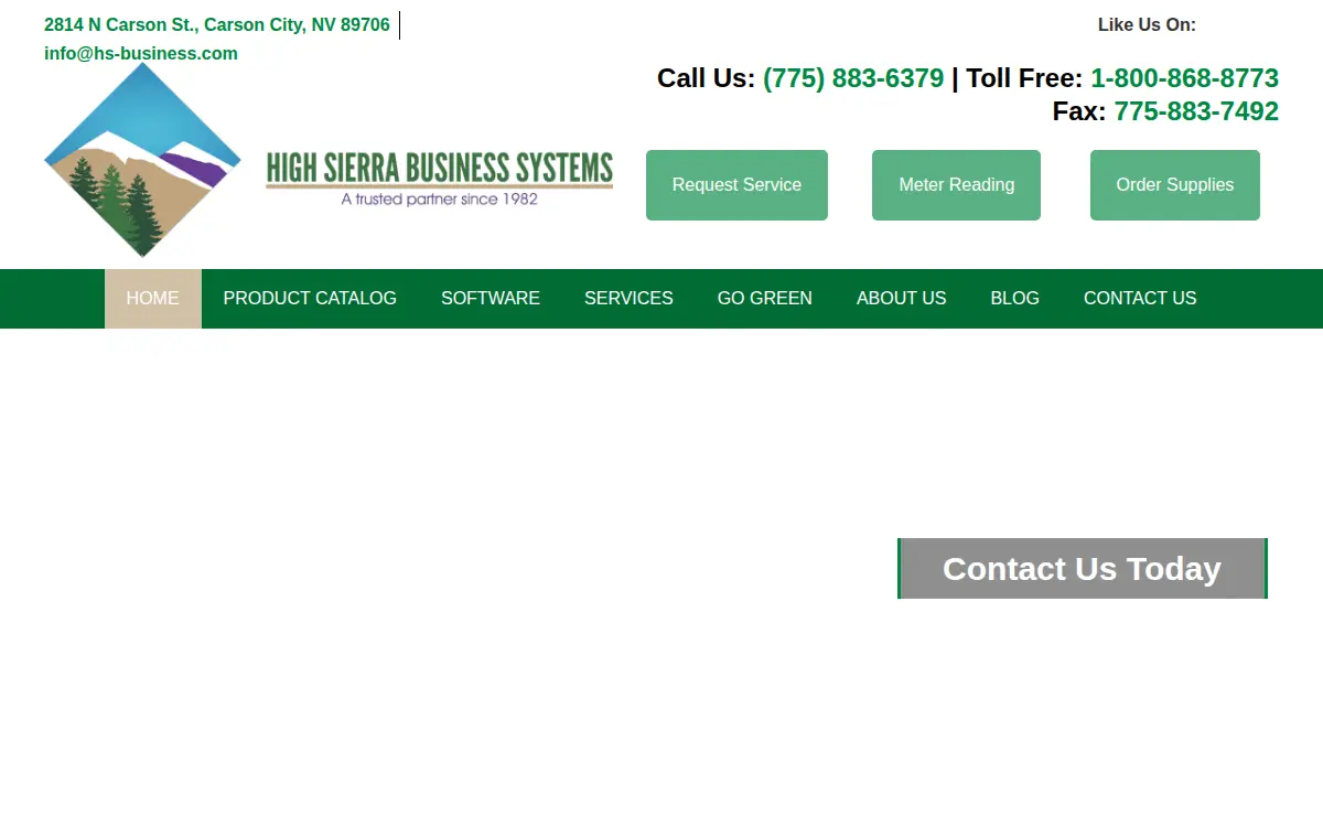 Homepage of High Sierra Business Systems, INC