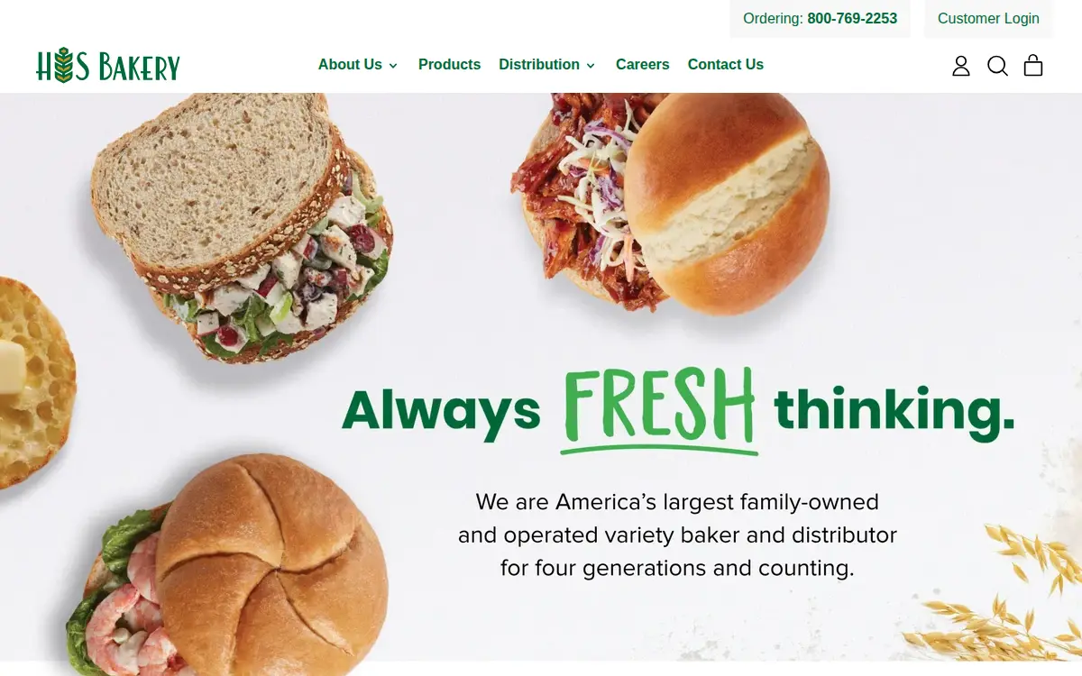 Homepage of H & S Bakery INC