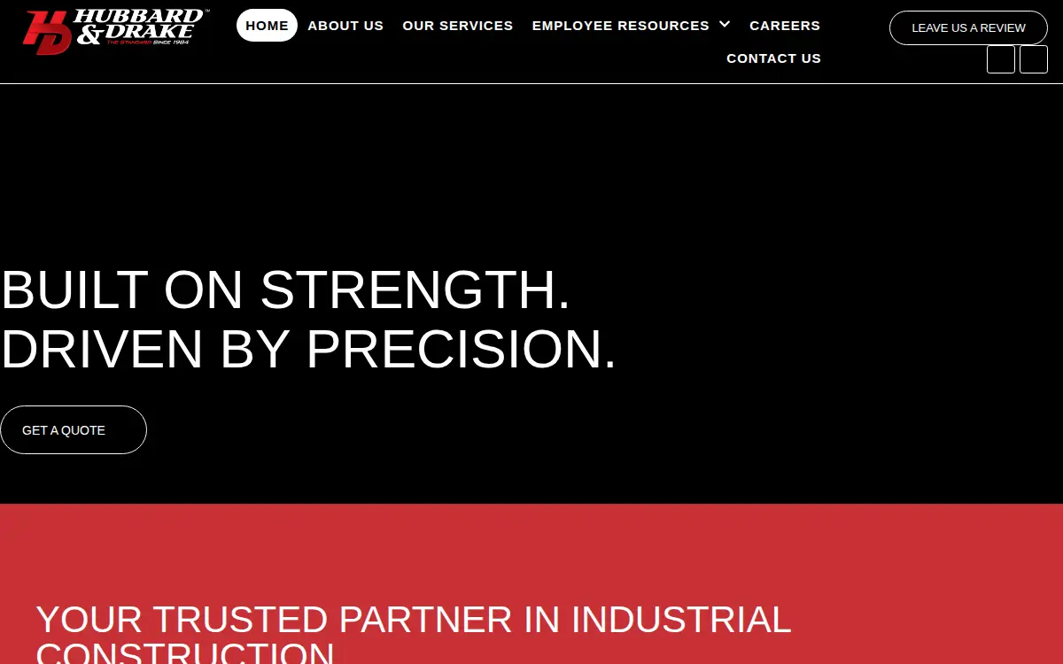 Homepage of Hubbard & Drake General Mechanical Contractors INC