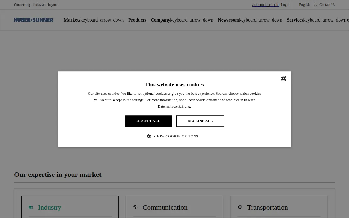 Homepage of Huber+suhner Astrolab, INC.