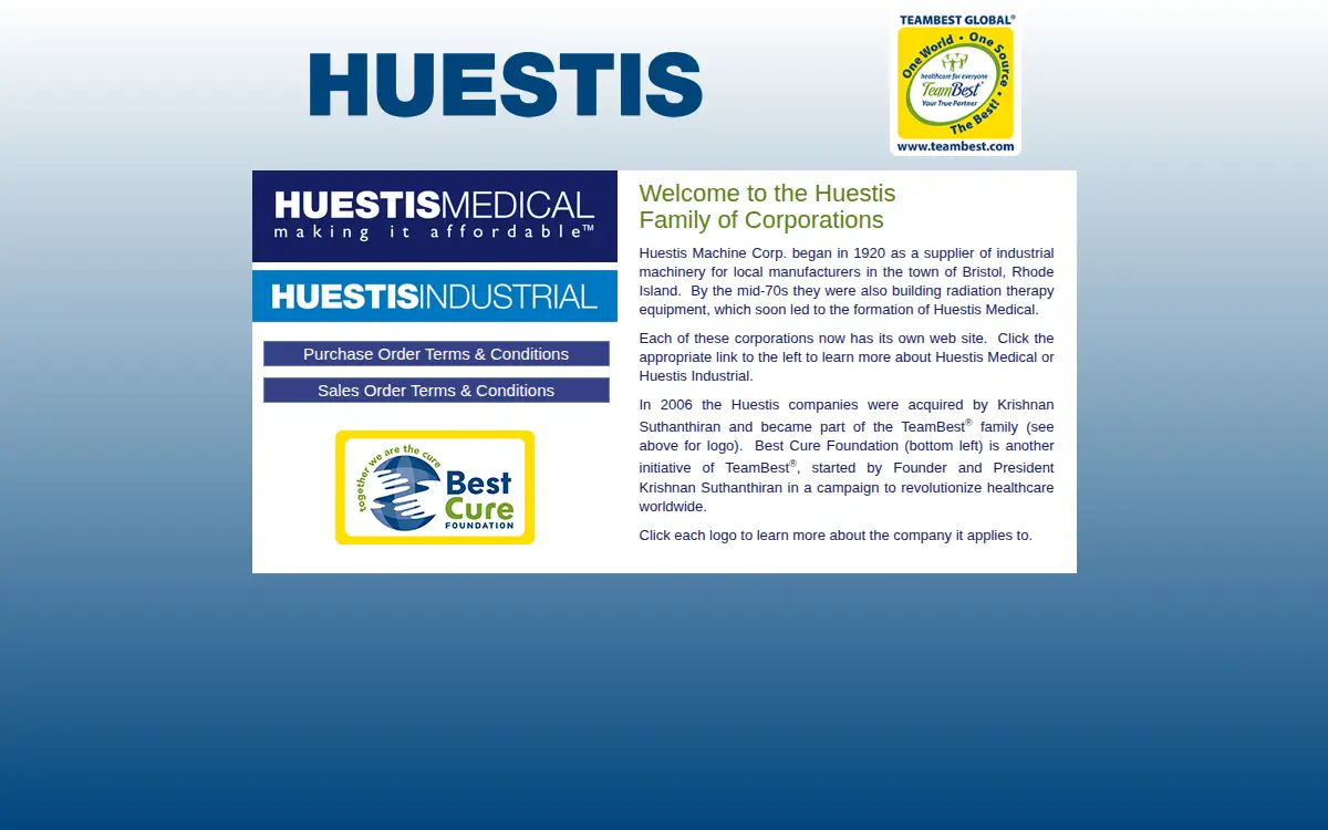 Homepage of Huestis Machine CORP