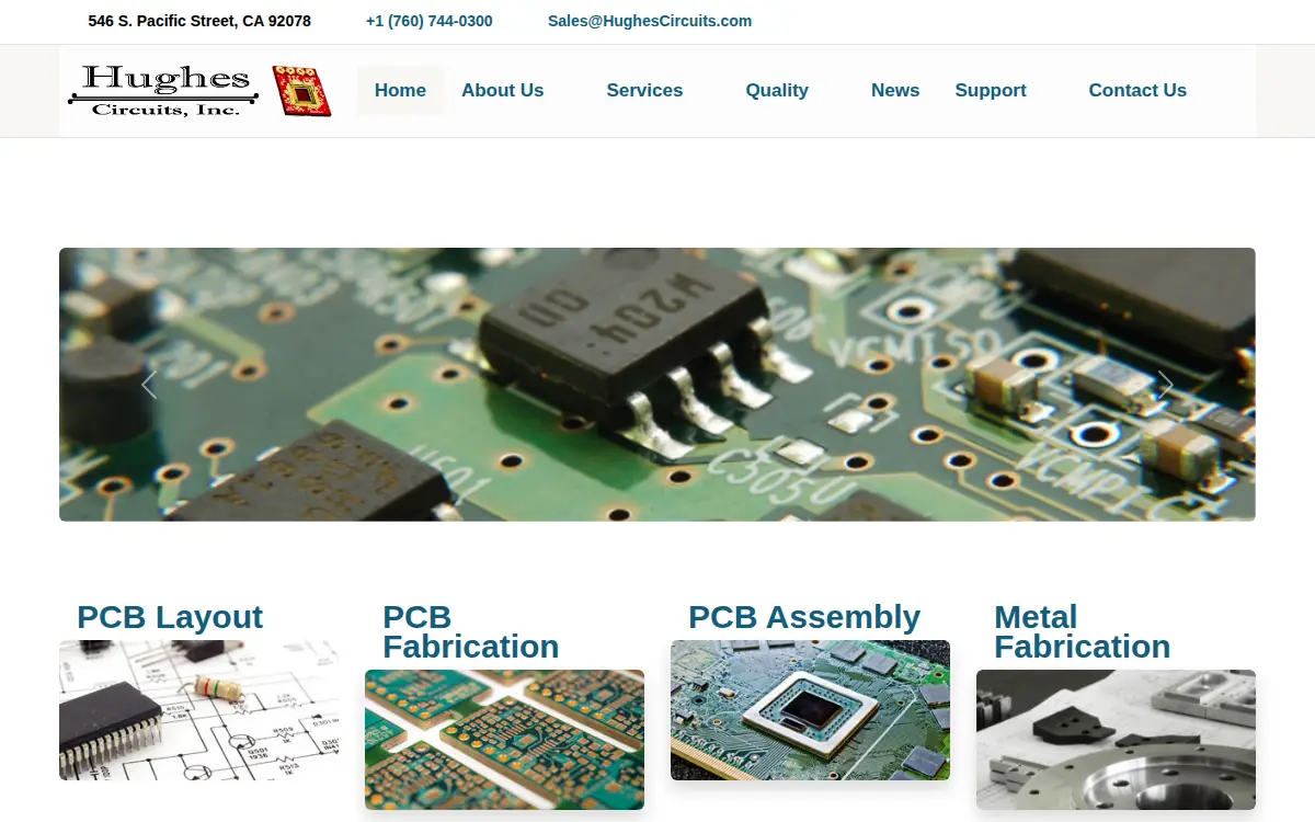 Homepage of Hughes Circuits, INC.