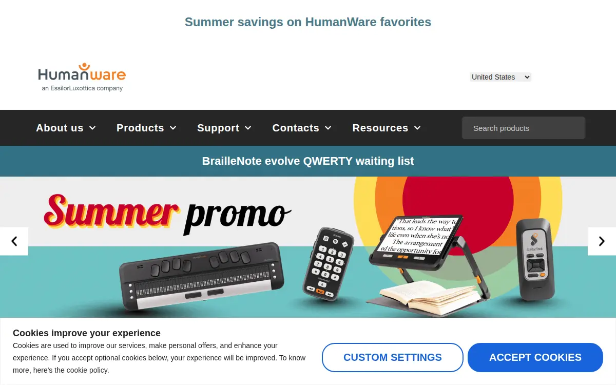 Homepage of Humanware USA INC