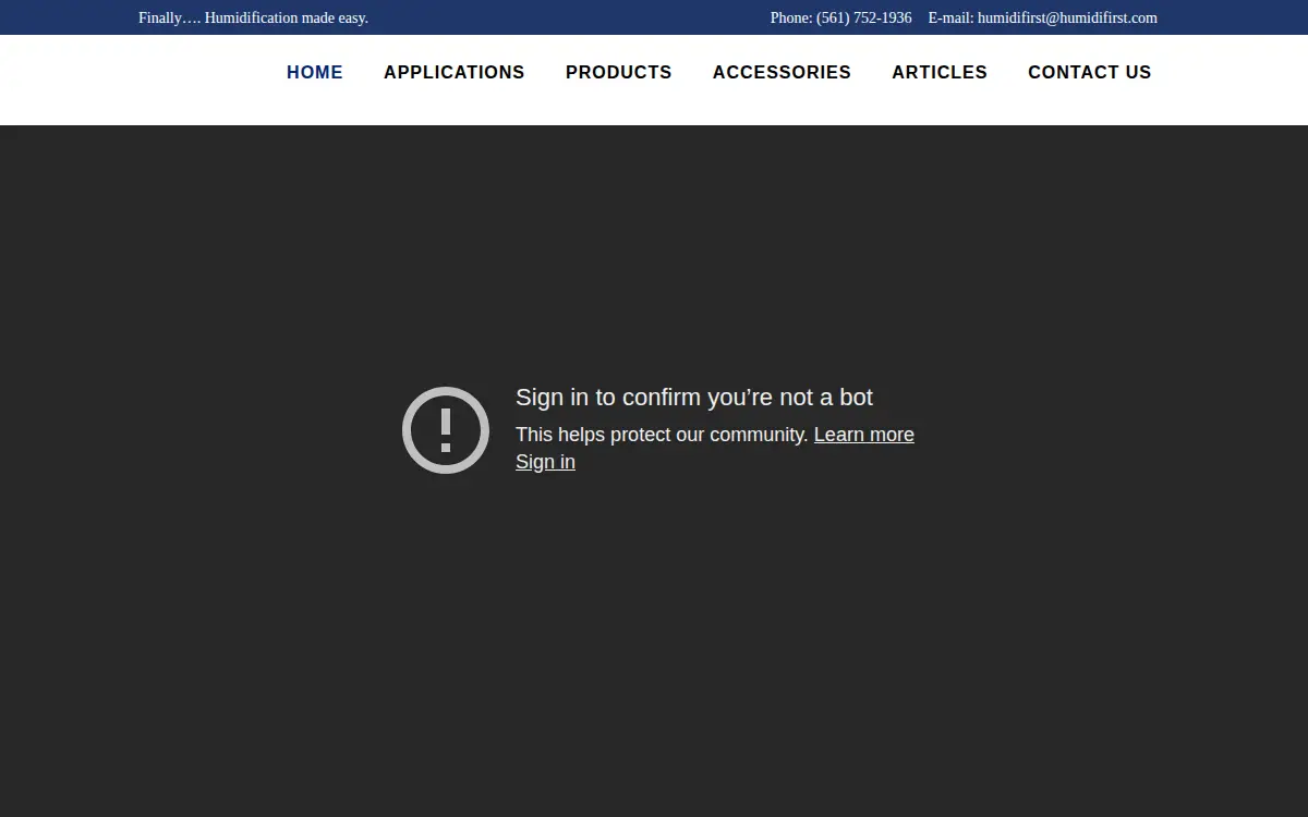 Homepage of Humidifirst CO.