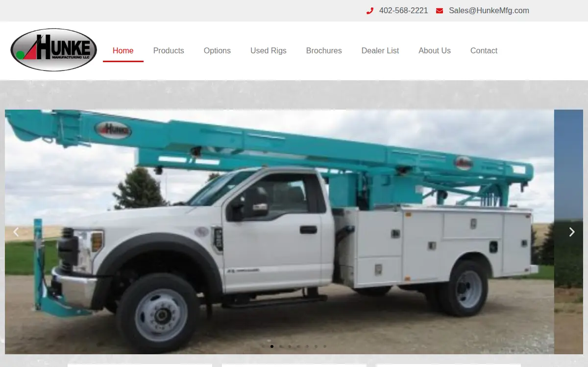 Homepage of Hunke Manufacturing, LLC.