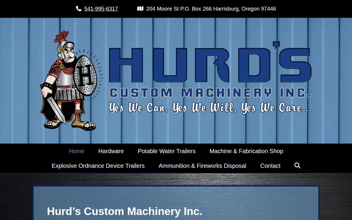 Homepage of Hurd's Custom Machinery INC