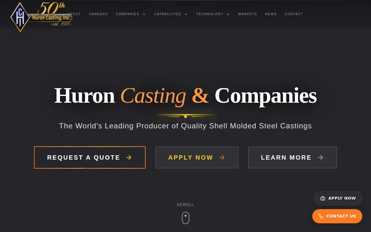 Homepage of Huron Casting INC