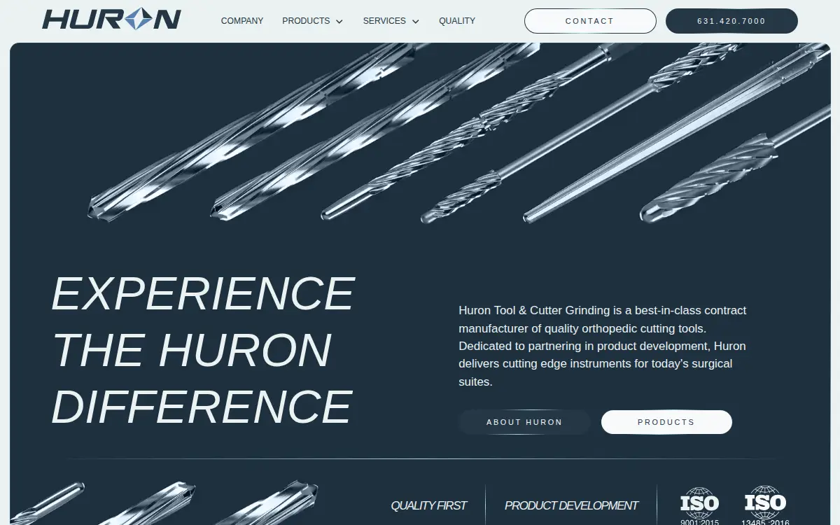 Homepage of Huron Tool & Cutter Grinding Co., INC.
