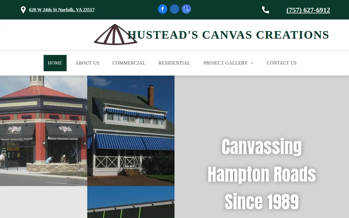 Homepage of Hustead's Canvas Creations, INC.