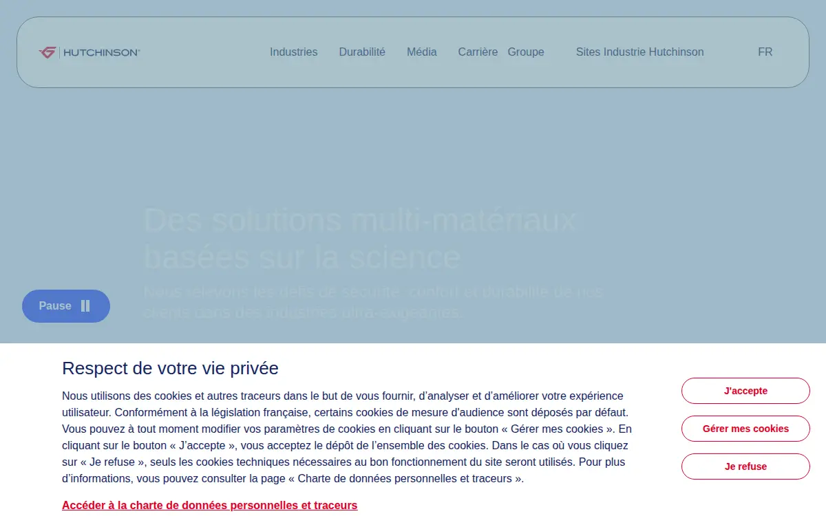 Homepage of Hutchinson Aerospace & Industry, INC.