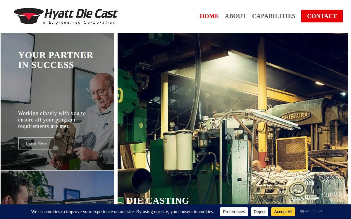 Homepage of Hyatt Die Cast and Engineering Corporation - South