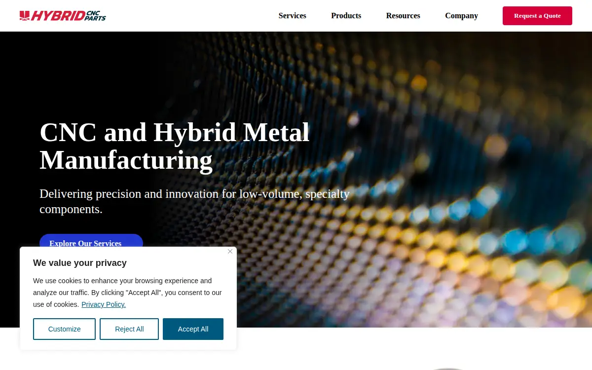 Homepage of Hybrid Cnc Parts, LLC