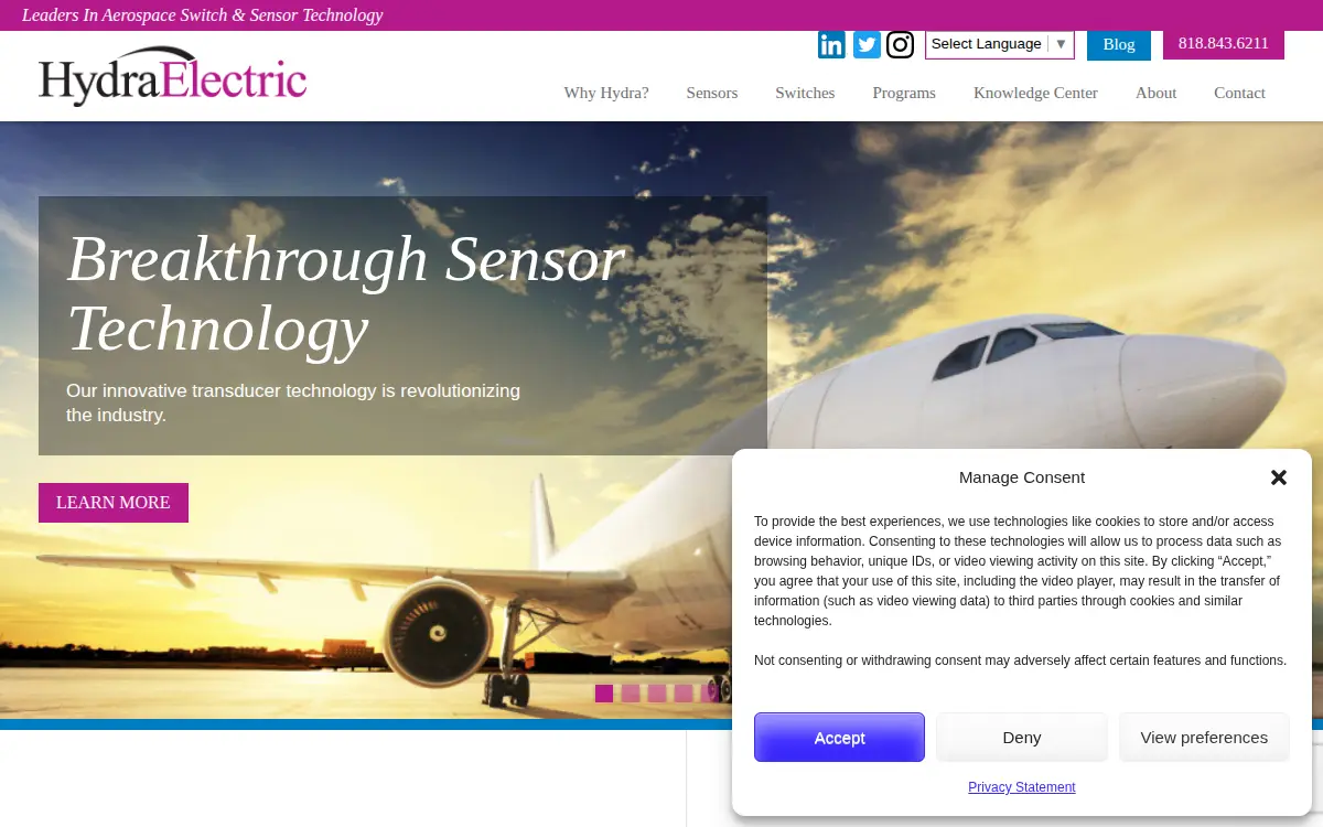 Homepage of Hydra-electric Company