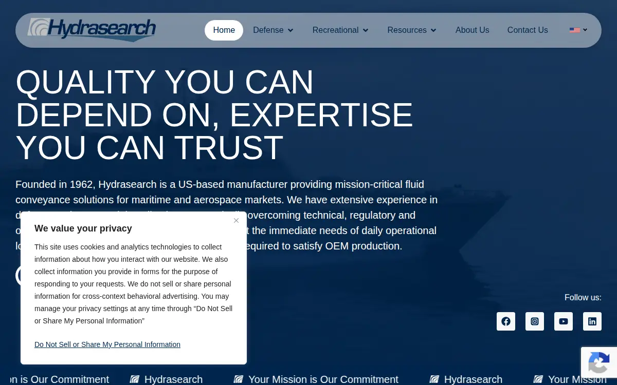 Homepage of Hydrasearch Company, LLC