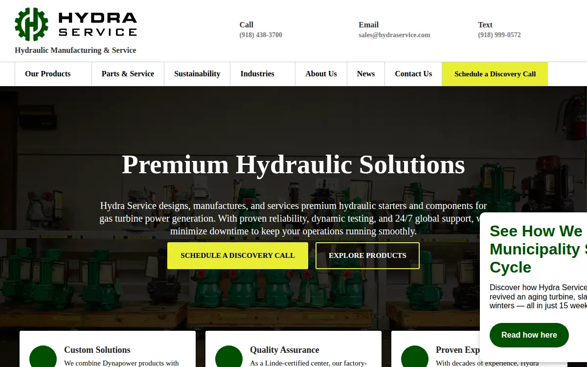Homepage of Hydra Service LLC