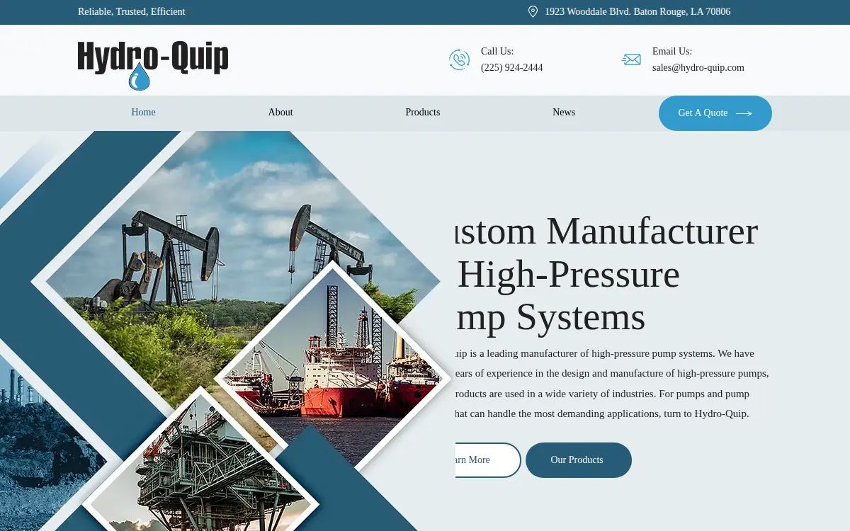 Homepage of Hydro-quip Manufacturing & Supply INC