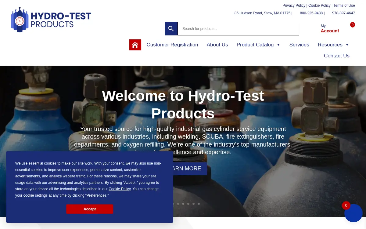 Homepage of Hydro-test Products, INC.