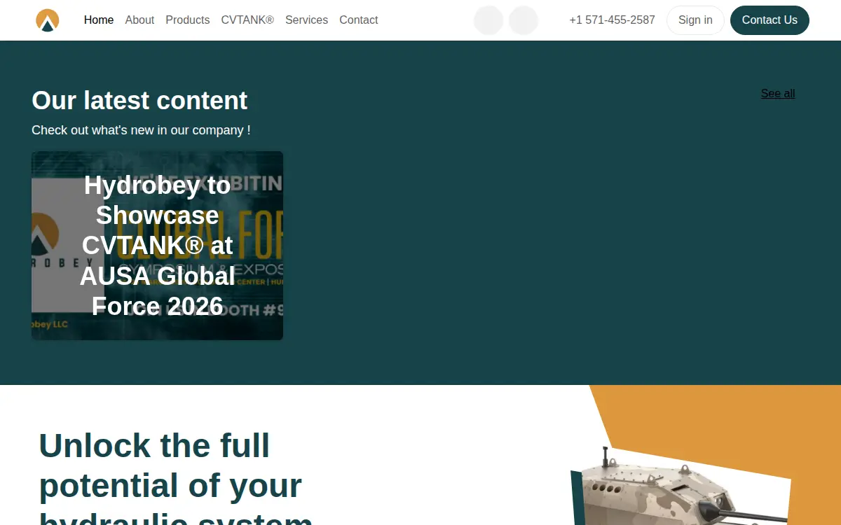 Homepage of Hydrobey LLC