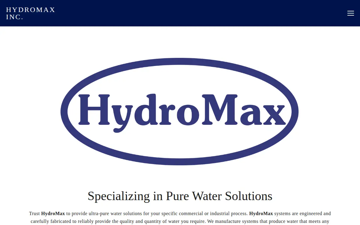 Homepage of Hydromax, INC.