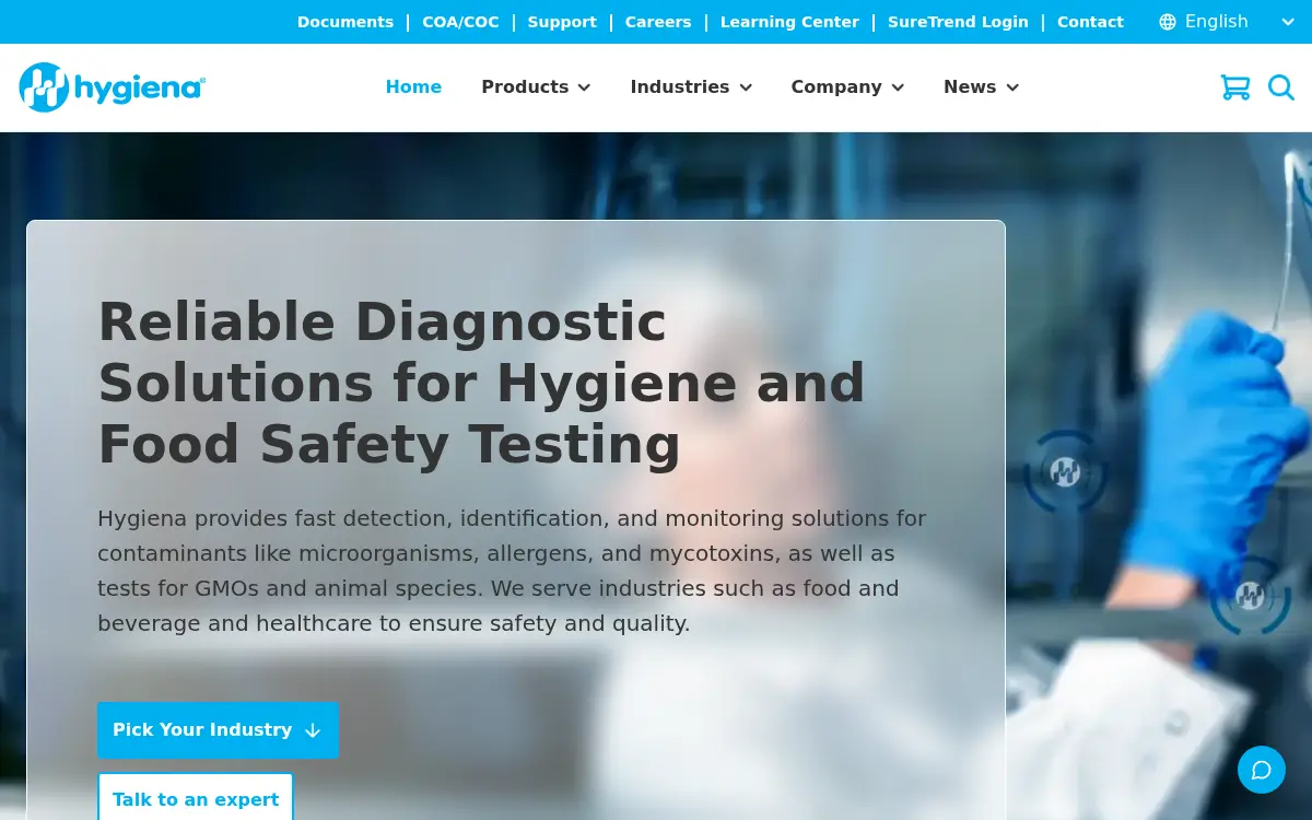 Homepage of Hygiena LLC