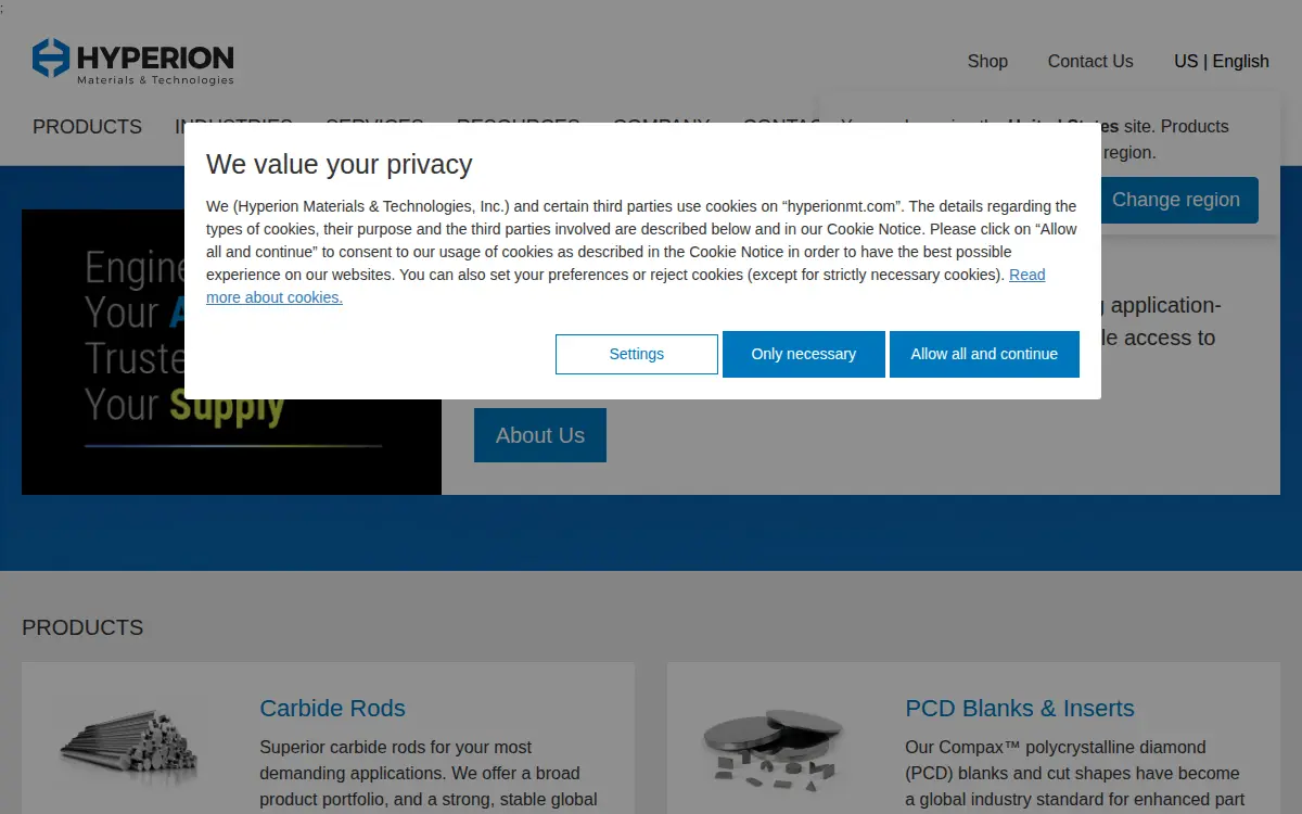 Homepage of Hyperion Materials & Technologies, INC.