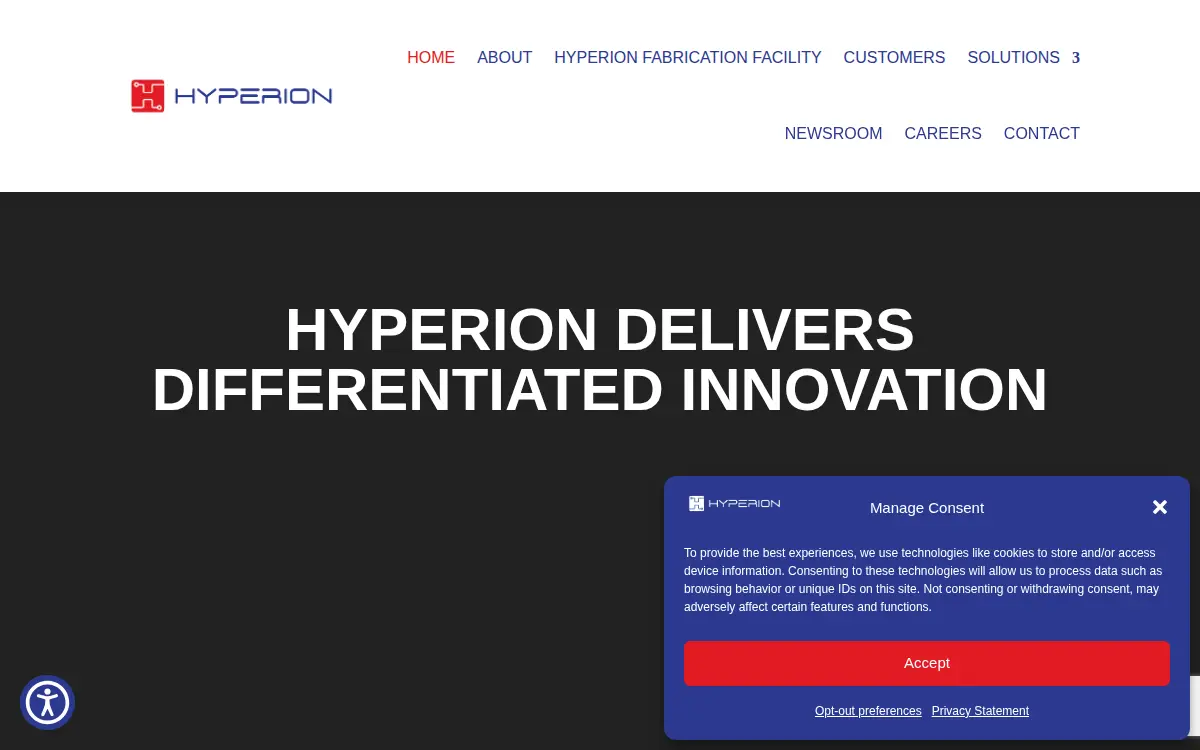 Homepage of Hyperion Technologies LLC